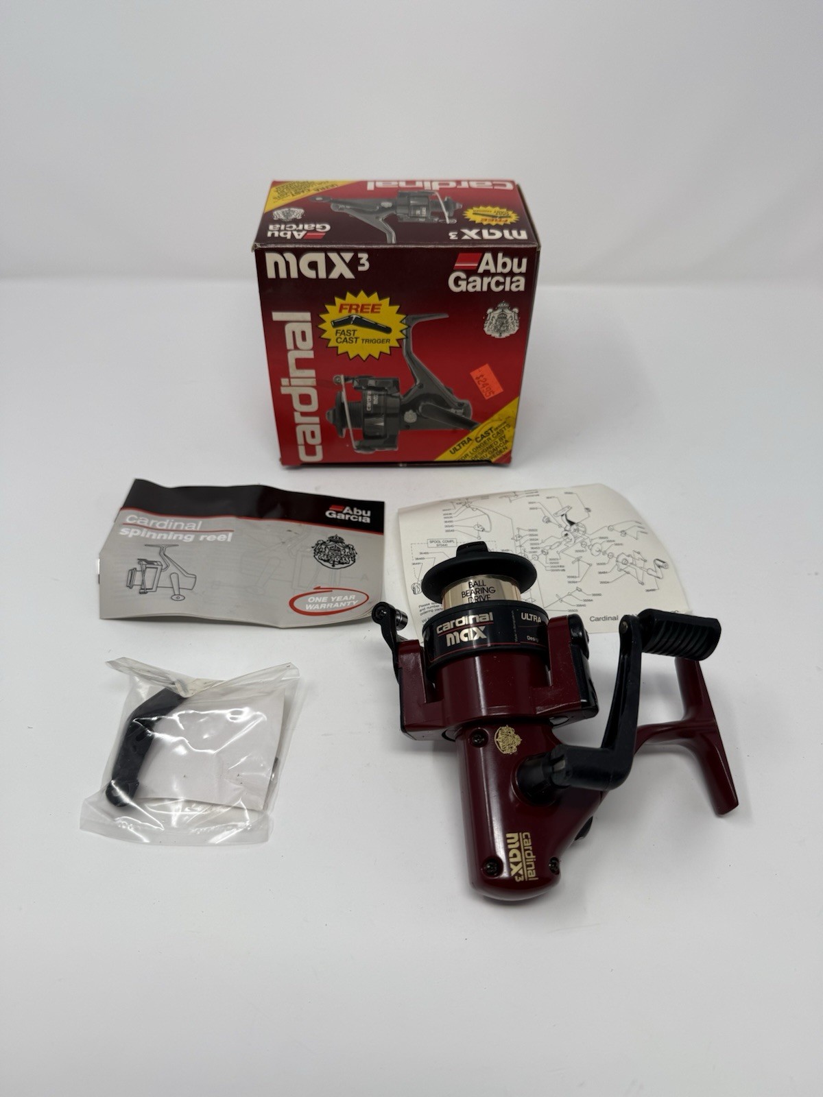 Abu Garcia Cardinal Max 3 Spinning Reel – Red – New Old Stock – Vintage