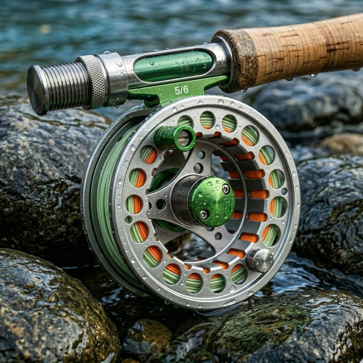 Fly Fishing Reel with Aluminum Alloy Body 5/6Wt Die Cast Pre-Loaded Fly Reel wit