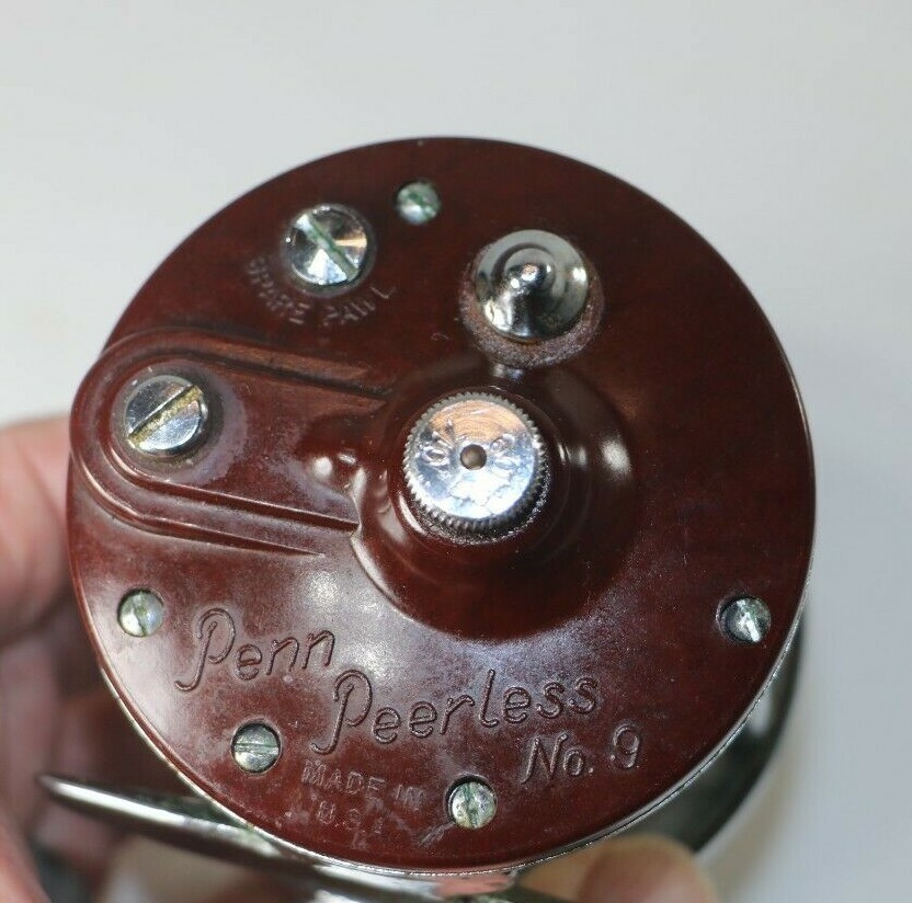 Vintage Penn Levelwind Peerless No. 9 Burgundy Fishing Reel – Made in USA