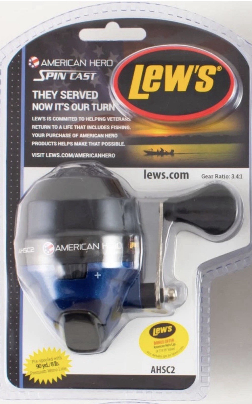 Lews LEW’S AMERICAN HERO SPEED CAST AHSC2C 3.4:1 SPINCAST REEL. Free Shipping
