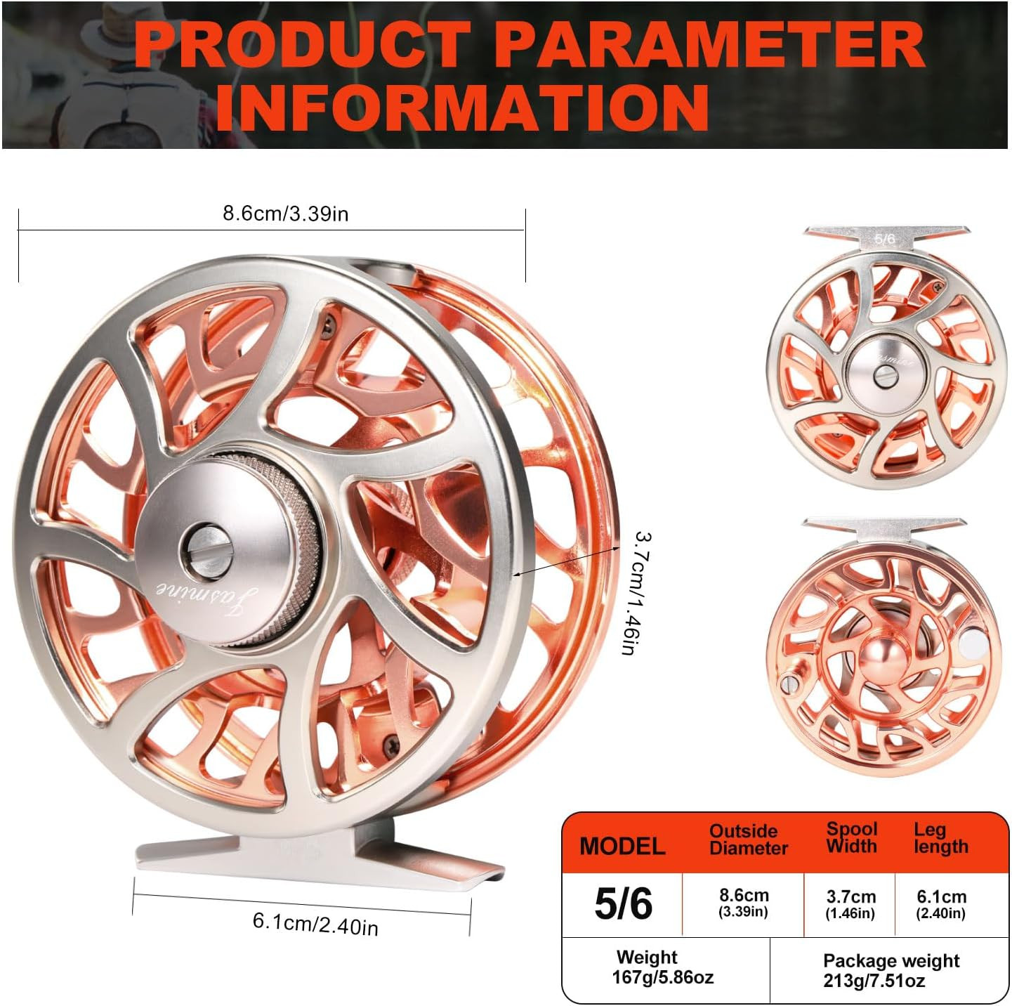 Fly Fishing Reel, Cnc-Machined Aluminum Alloy, 5/6 Weight, Lightweight Trout Ree