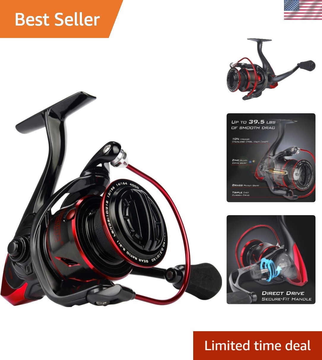Carbon Fiber Spinning Reel – 39.5LBs Max Drag – Stainless Steel BB – Saltwate…