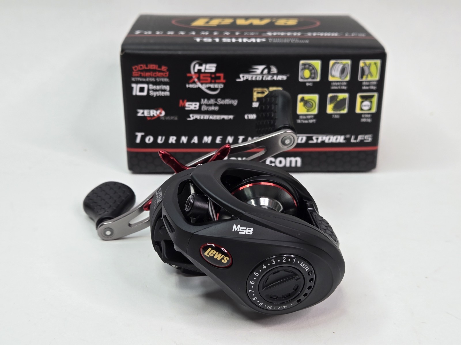 Lew’s TS1SHMP Tournament MP Speed Spool LFS Right Hand Baitcast Reel – 7.5:1