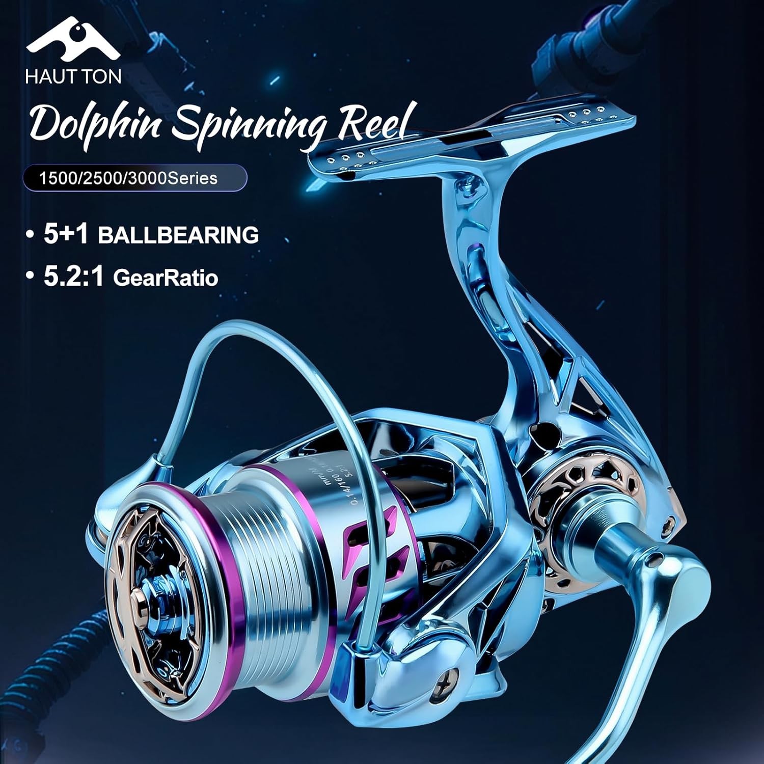HAUT TON Dolphin Advance Edition Spinning Reel,5.2:1Gear 1500S, HT-DN