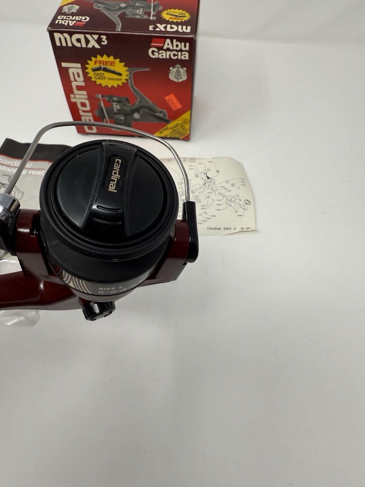 Abu Garcia Cardinal Max 3 Spinning Reel – Red – New Old Stock – Vintage