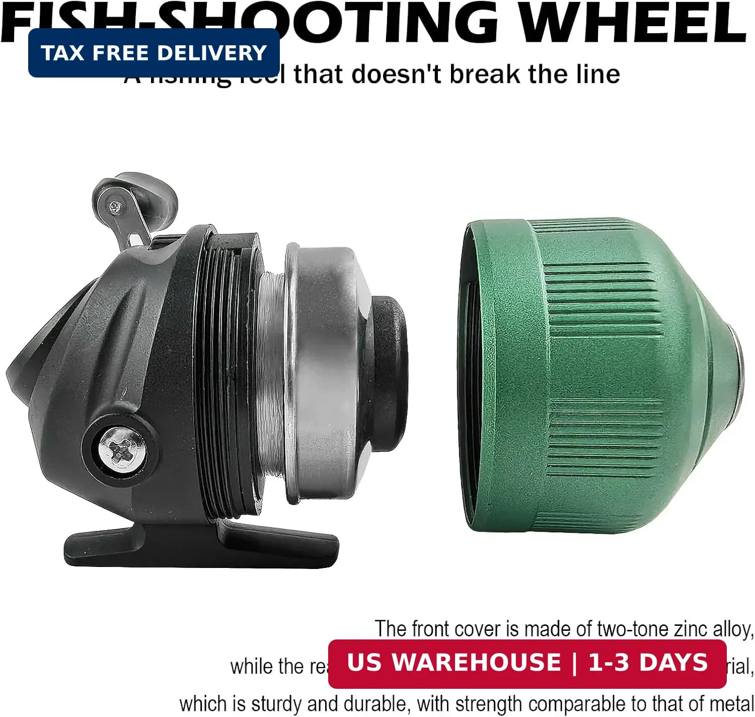 Spincast Fishing Reel, All-Metal Gears, Easy to Use Push Button Casting Design,