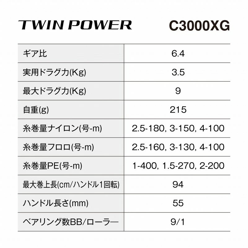 Japan Shimano 24 Twin Power C3000XG & Pitbull 8+ 150m Set