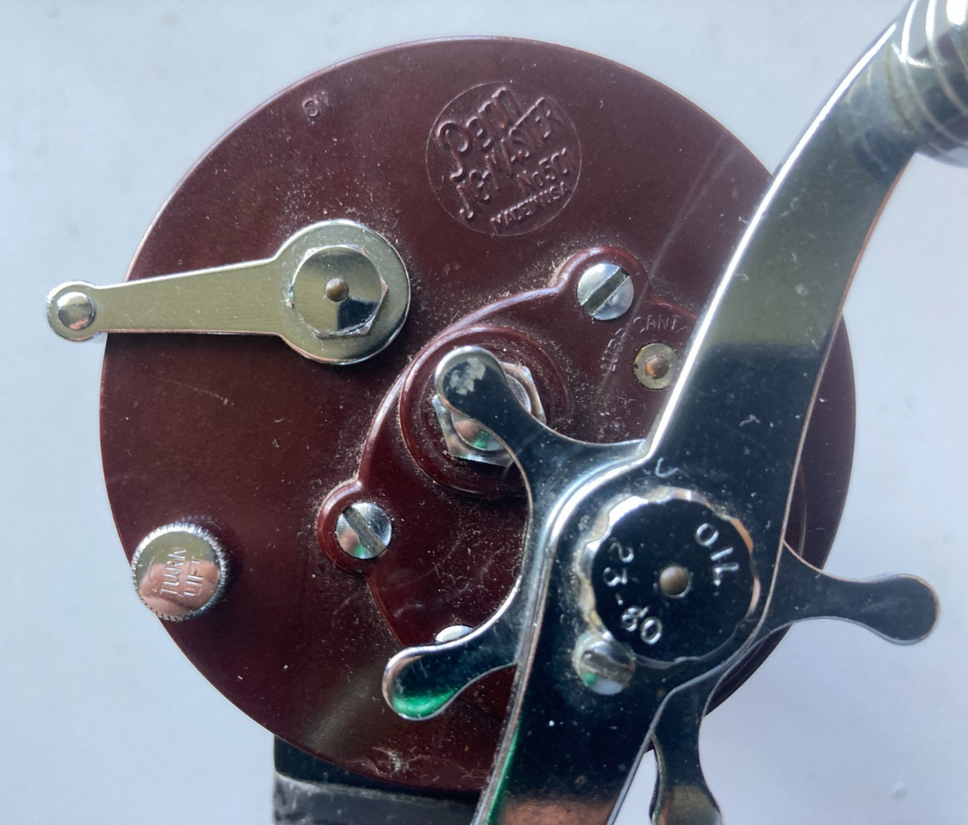 PENN JIGMASTER 500 WITH NEWELL ALBACORE SPECIAL MODEL 99 CONVERSION #2