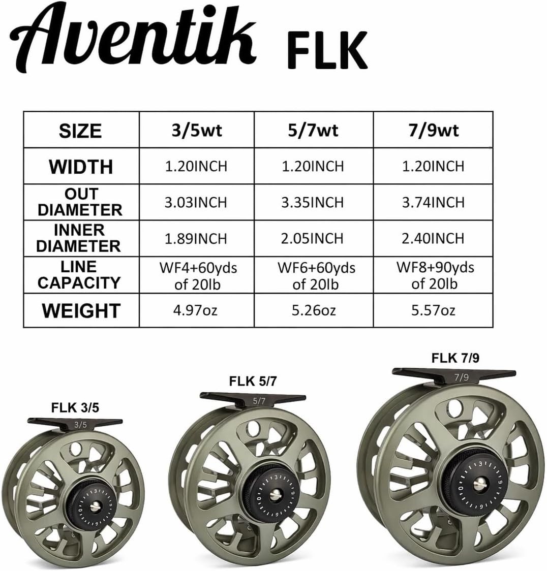 FLK Fly Fishing Reel Aluminum Trout 3/5, 5/7, 7/9Wt Large Arbor Freshwater Fly R