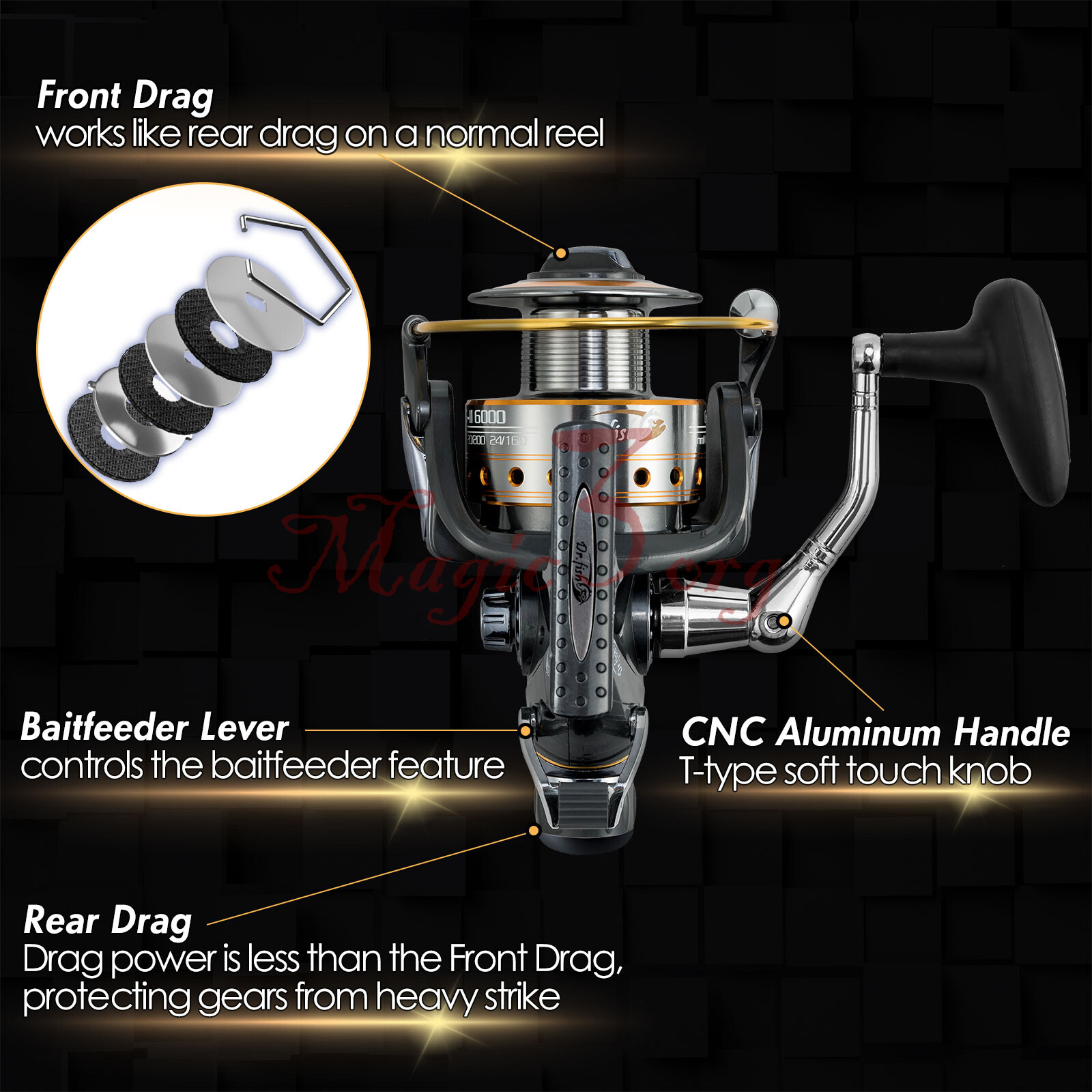 Spinning Reel 2 Spools 5.1:1/5.5:1 Freshwater/Saltwater Fishing Size 3000-6000