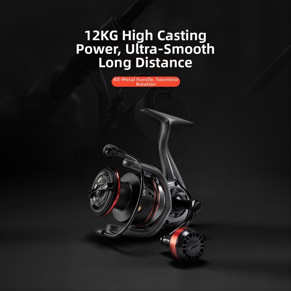 12KG Drag Fishing Reel with Customizable Grip Options Metal Rubber T Shape