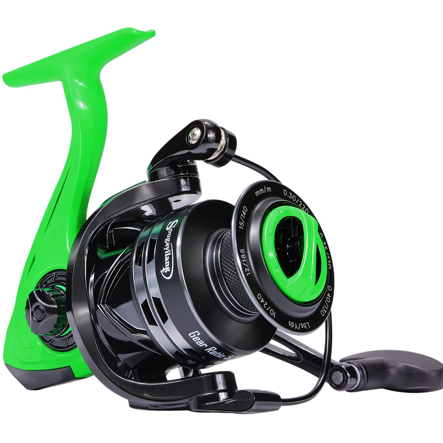 Sougayilang Spinning Fishing Reel, 5.2:1 High Speed GT2000, Black