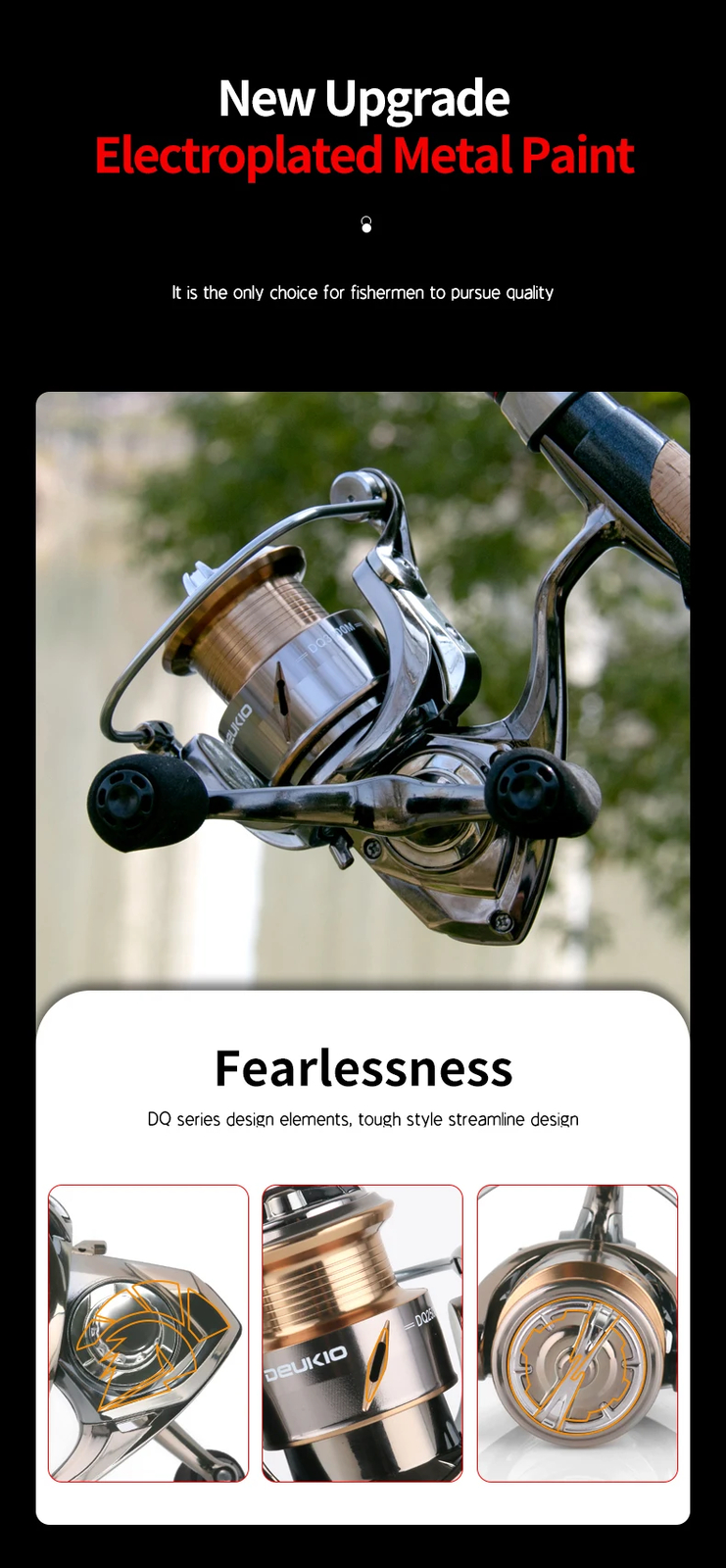 All Metal Spinning Reel Double Handle,5.6:1 Gear Ratio,17LB Max Drag,CNC Spool