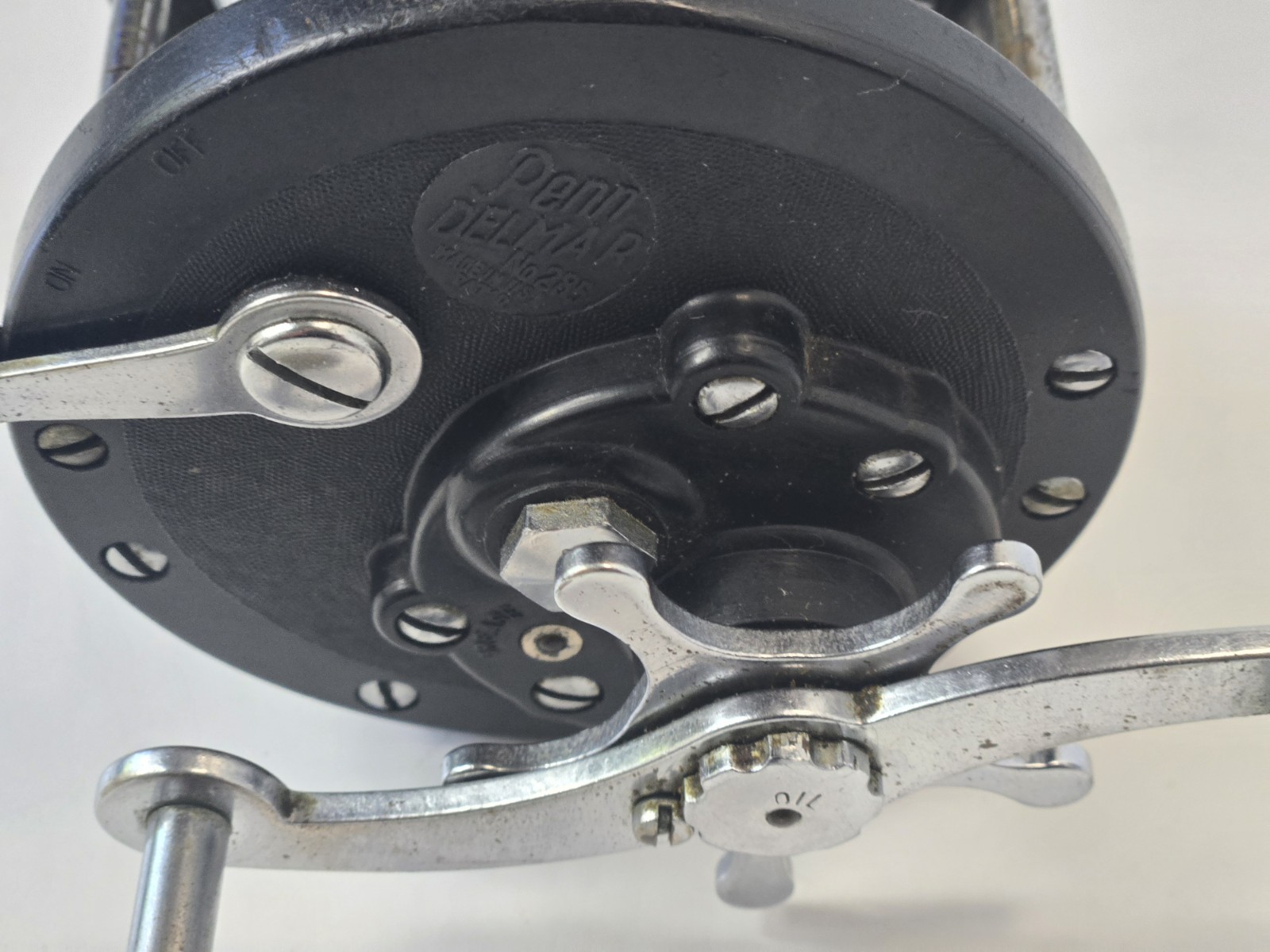 Penn Delmar No. 285 Conventional Reel w/ Olive Green Knob Loaded Fresh 30# Mono