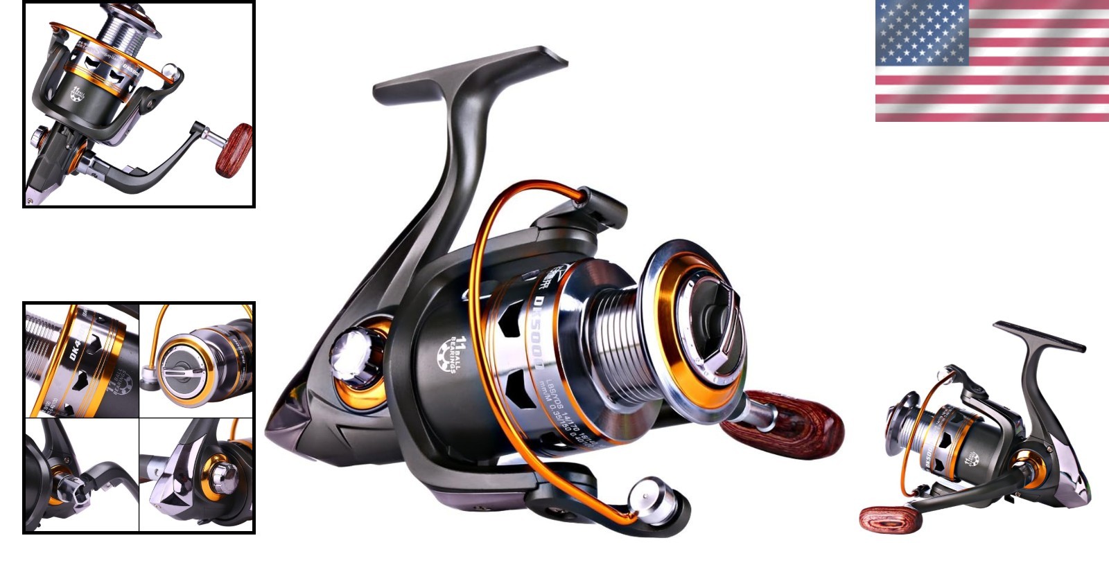 Collapsible Wood Handle Spinning Reel with 5.2:1 Ratio – Perfect for All Anglers