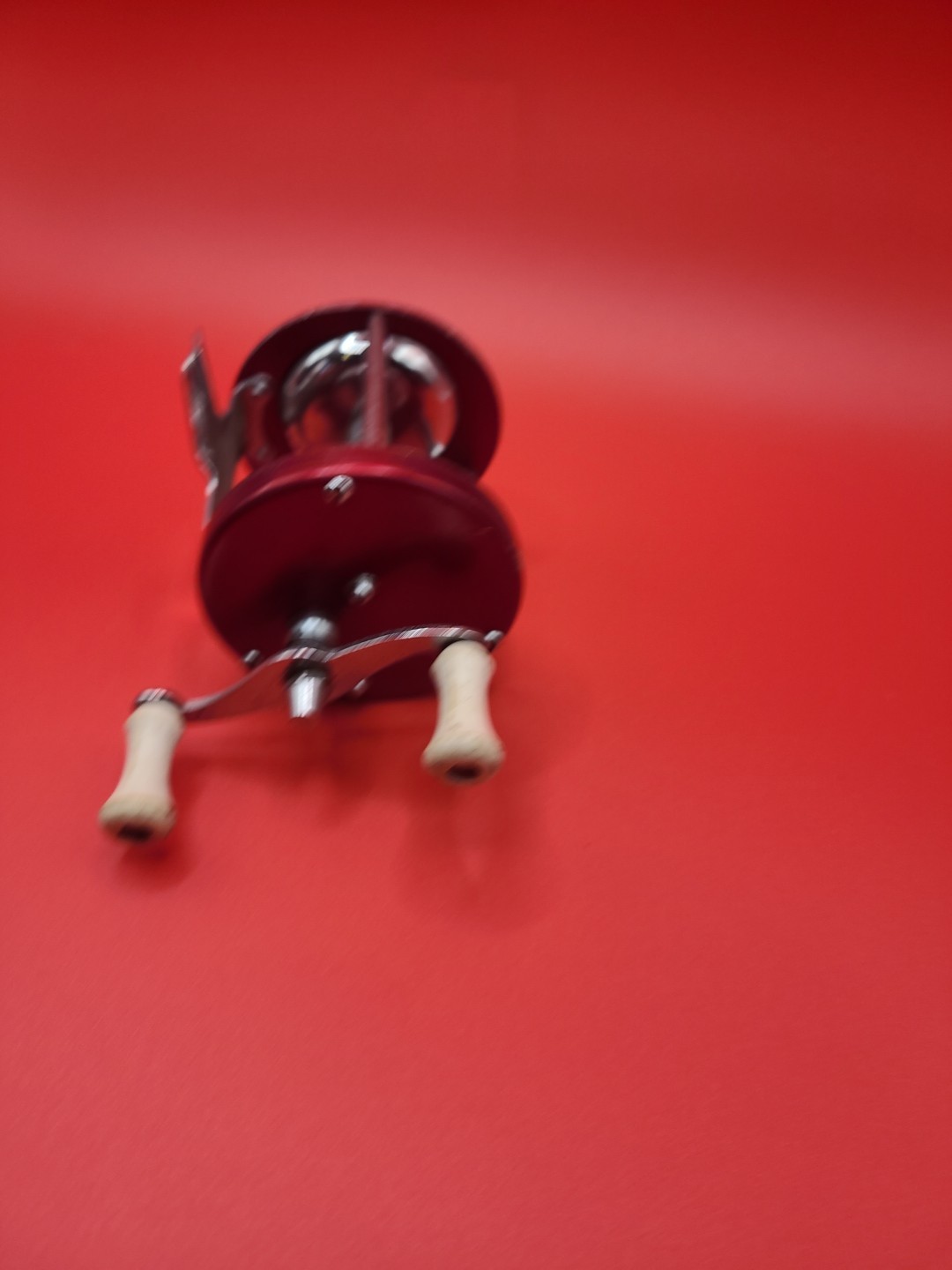 Red Metal Unbranded Fishing Reel, Made In Japan
