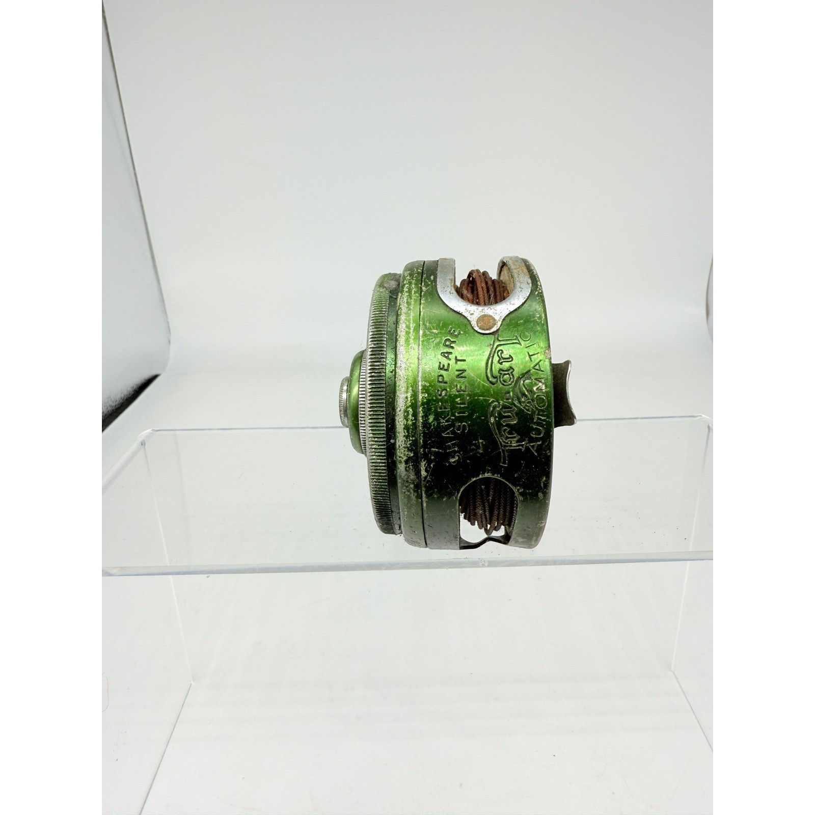 Vtg Shakespeare Silent Tru-Art #1835 GD Green Automatic Fly Fishing Reel USA