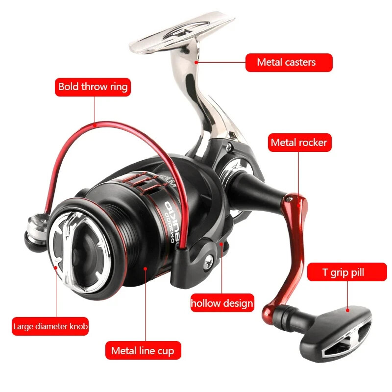 Fishing Reel Metal Foot 5+1BB Spinning Spool Max drag 15kg Outdoor Lure Throwing