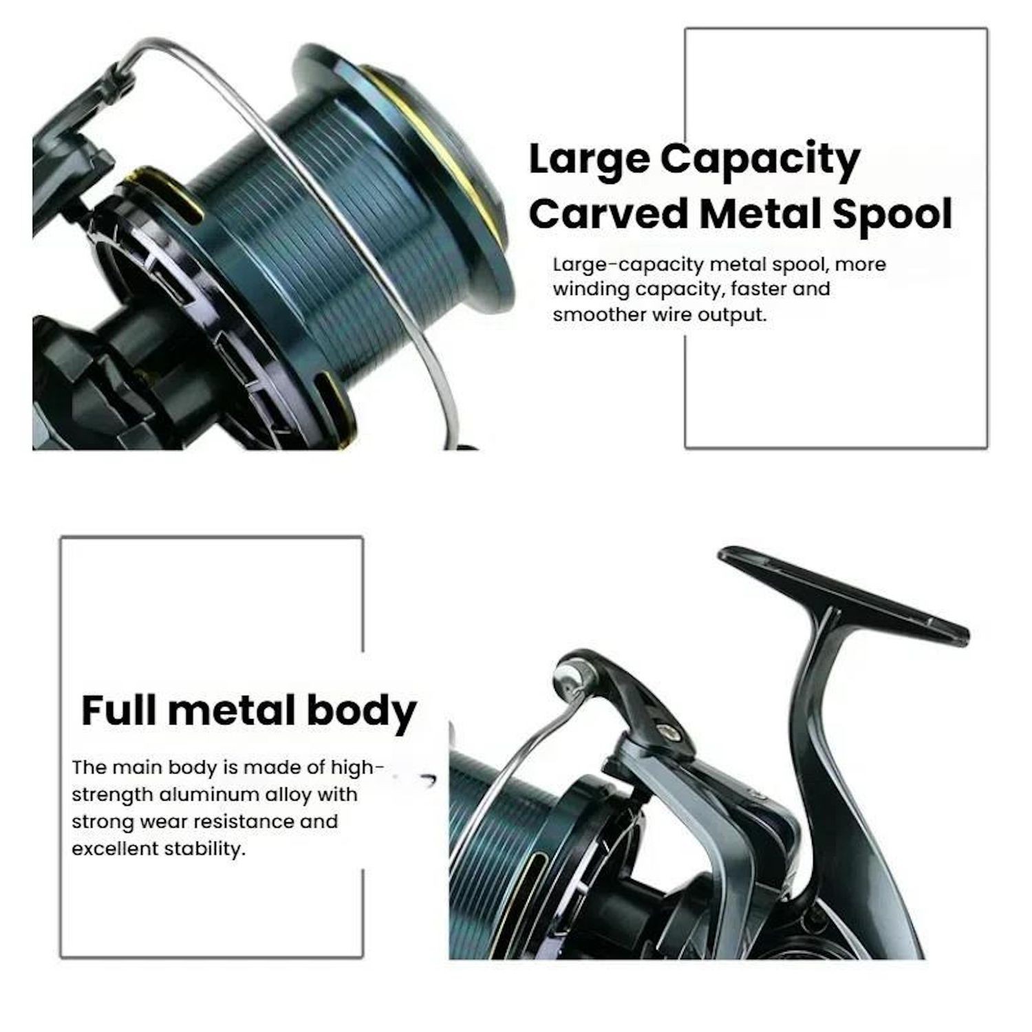 YUMOSHI TC12000 Fishing Reel Spinning Reel Full Metal Zero Backlash 4.7:1 Big Fish