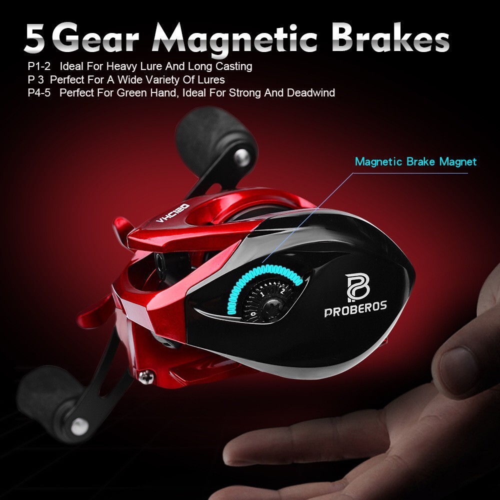 Fishing Reel 7.2:1 Gear Ratio Metal Colorful Wheel Magnetic Brake System 8KG VHC