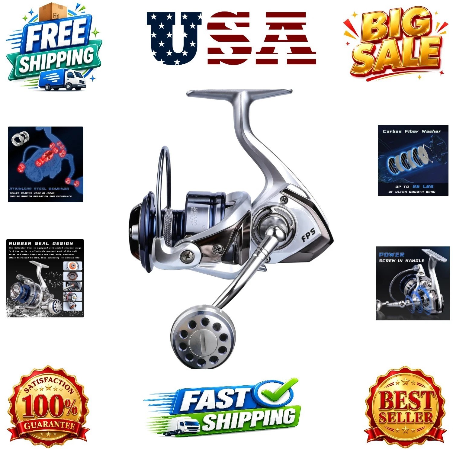Saltwater Spinning Reel,13+1BB Ultra Smooth Saltwater Fishing Reels,Powerful …