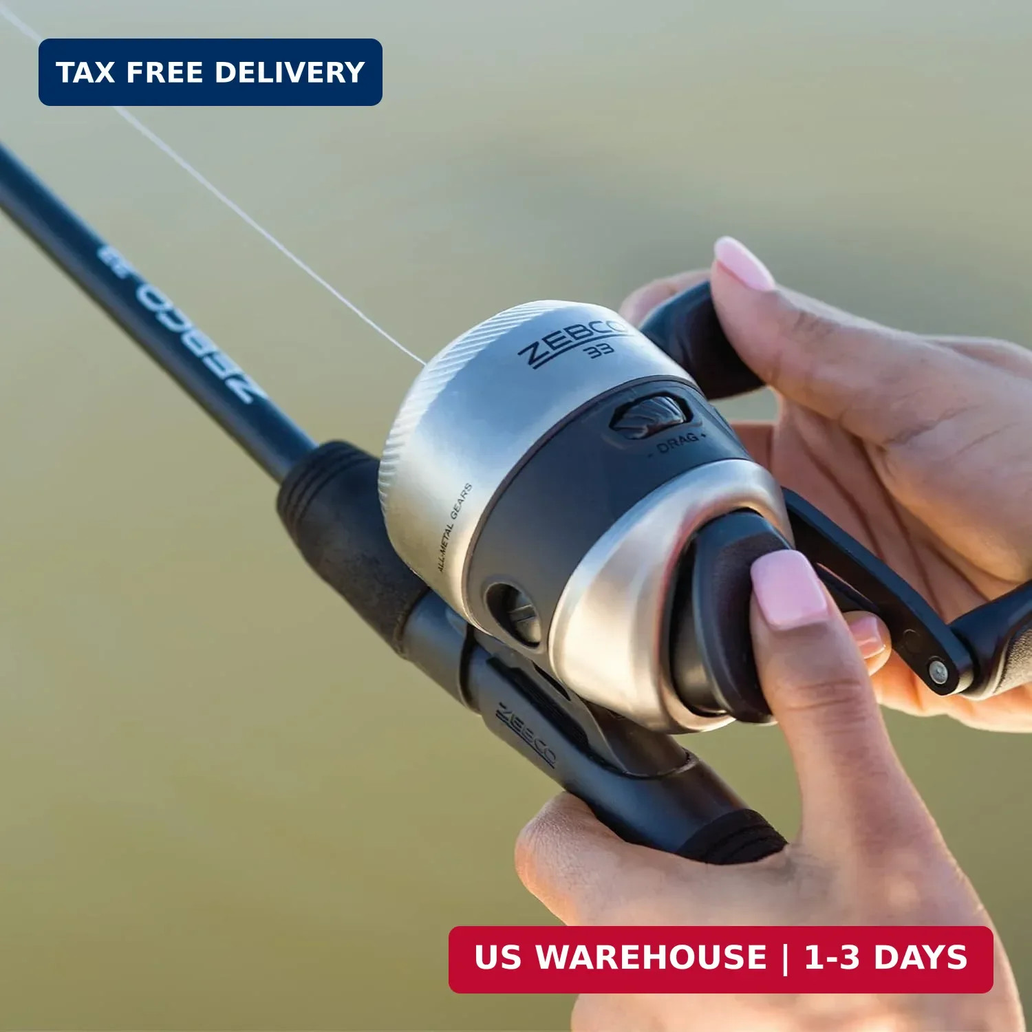 Zebco 33 Spincast Fishing Reel, Right or Left-Hand Retrieve, Pre-Spooled with Ze