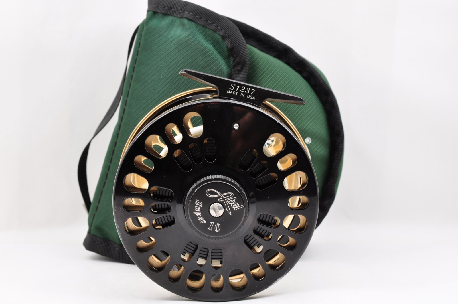 Abel Super 10 Black Gold #9/11 Wood Knob Made in USA RH Used Fly Reels Fishing