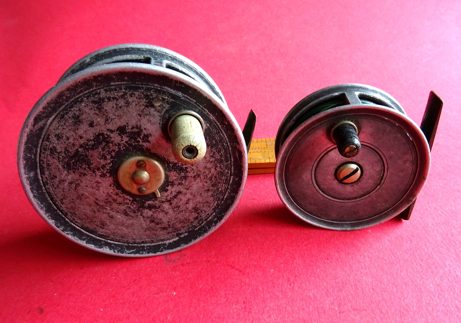2X VINTAGE USEABLE ALLCOCK OUSEL FLY FISHING REELS WITH ISSUES AND SOLD AS FOUND
