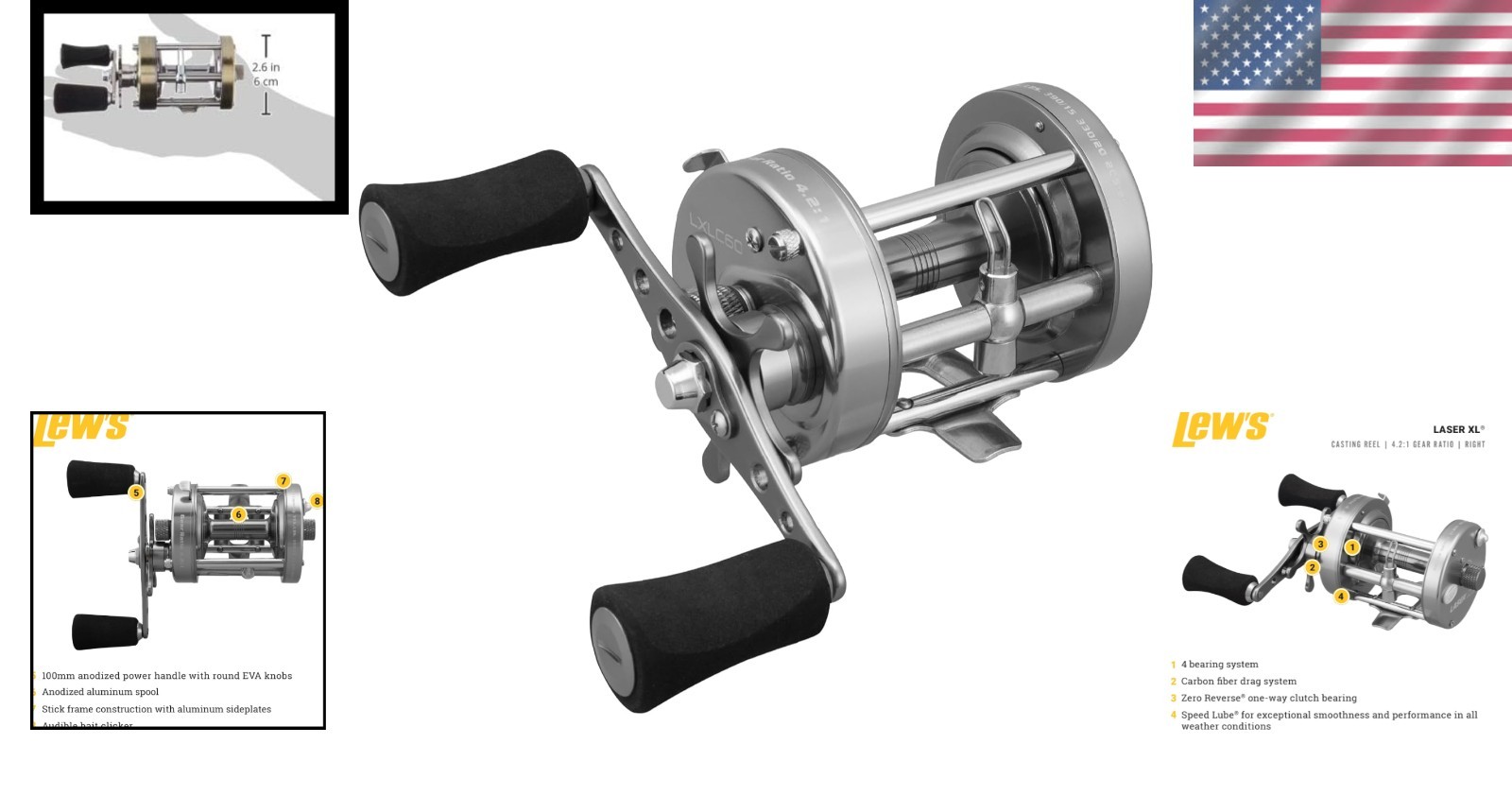 Right-Hand Retrieve Baitcasting Reel – 4 Bearings, 15lbs Max Drag, Anti-Reverse