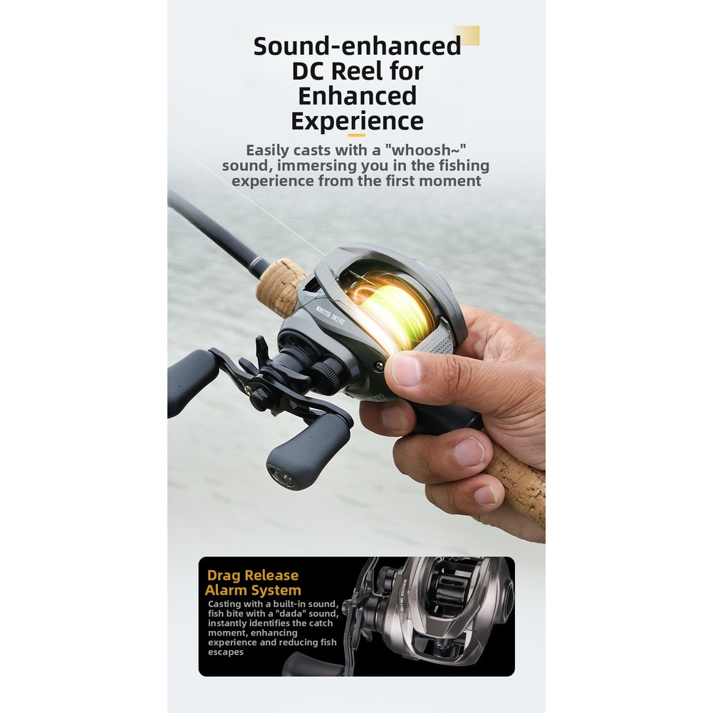 Fishing Reel Baitcasting 7 0 1 Gear Ratio Alarm Drag Dual Brake Left Right Hand