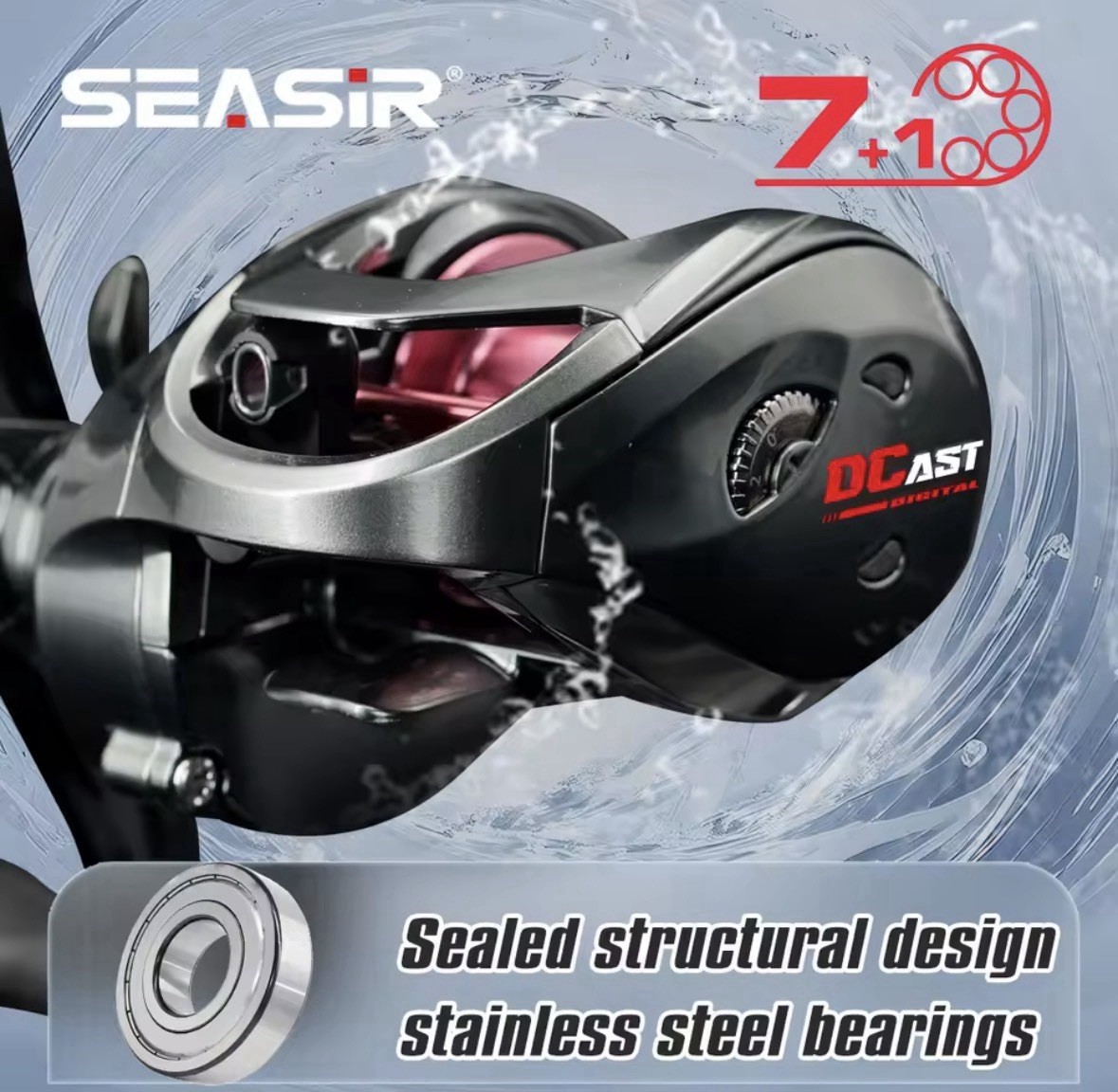 DCAST DC Baitcasting Fishing Reel Digital Control 7.3:1 7+1BB Max Drag 8.5kg