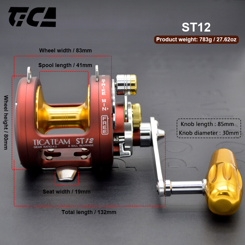 TICA Team Multiplier Lever Drag Jigging Fishing Reel for Tuna, Sturgeon, Halibut