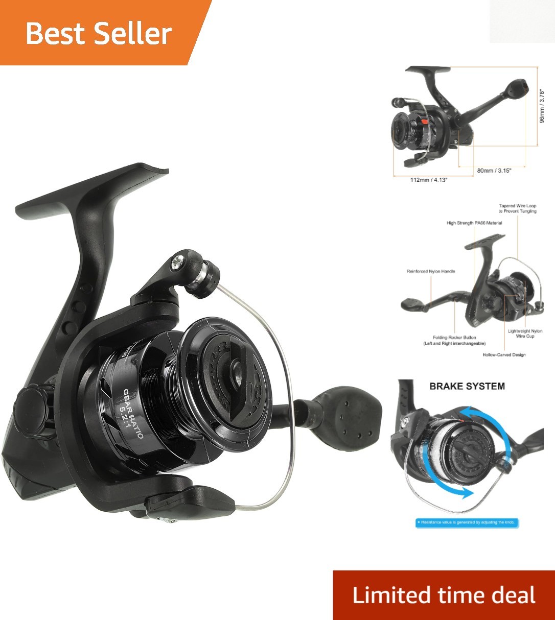 Versatile Left/Right Interchangeable Fishing Reel with Tapered Loop Design