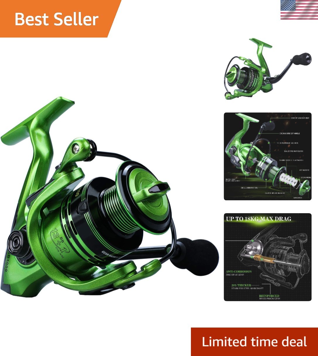 13+1BB Spinning Reel – Ultra Smooth Drag for All Anglers 2000 Size