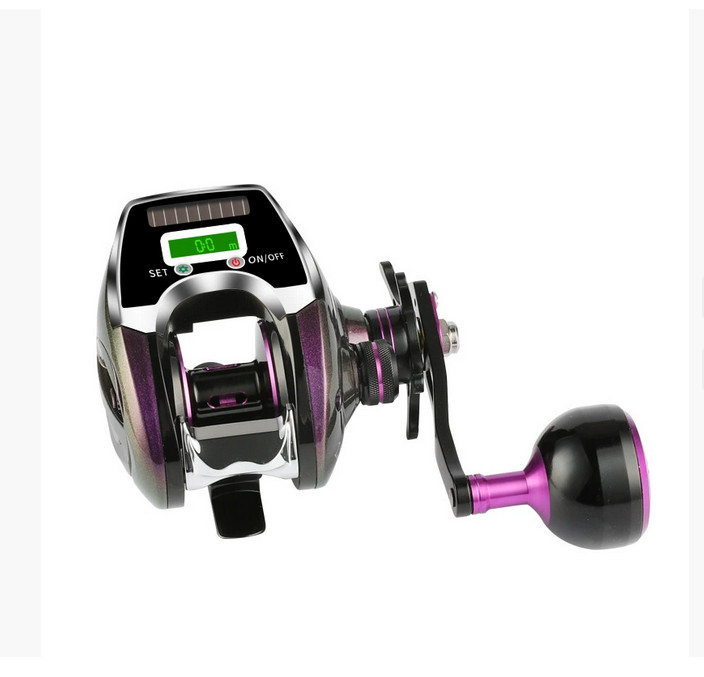 8.0:1 Baitcasting Fishing Reel 6+1BB USB/ Solar Rechargeable Digital Display