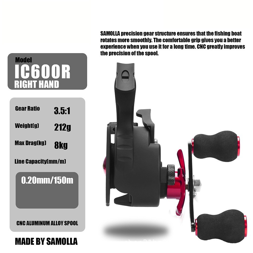 Metal Ice Fishing Reel 13 Magnets with Magnetic Brake System and 351 Gear Ratio
