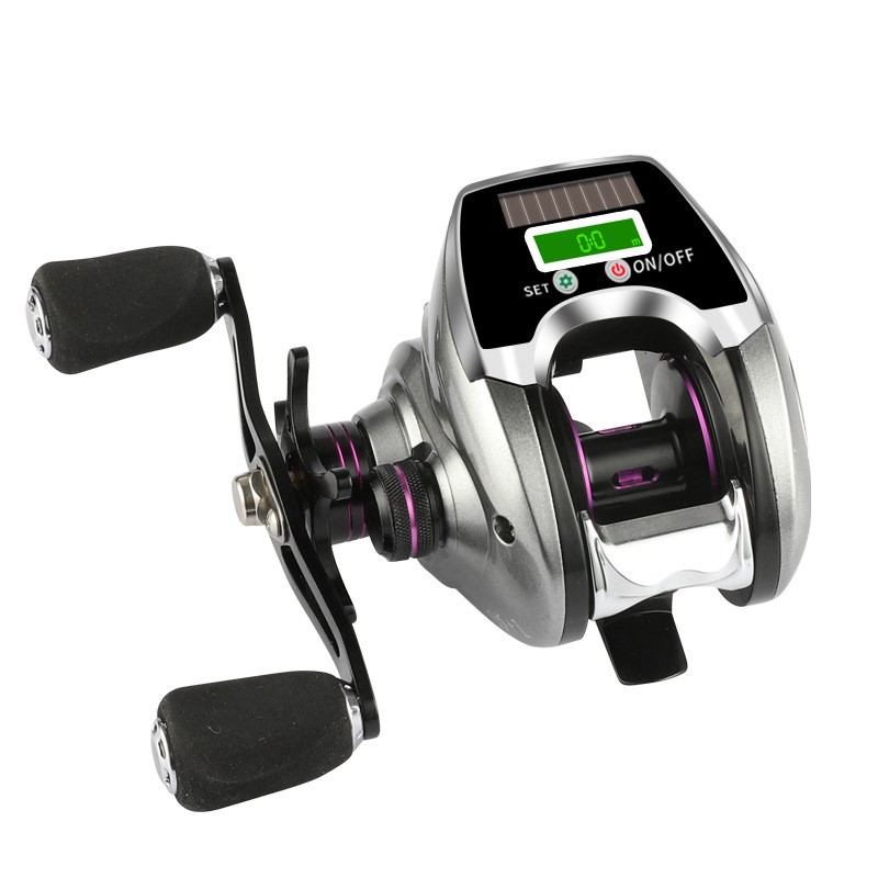 Baitcasting Fishing Reel 8.0:1 USB/ Solar Rechargeable Digital Display Screen