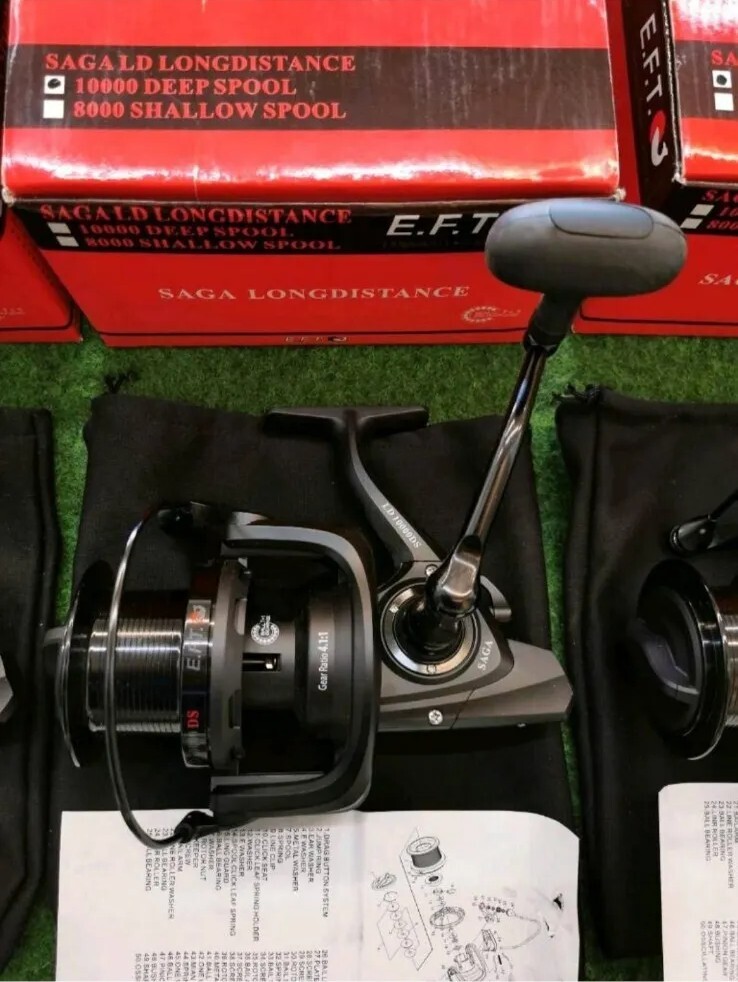 3× EFT Saga Long Distance 10000 Deep Spool BRAND NEW inc Original Box Carp Fishing