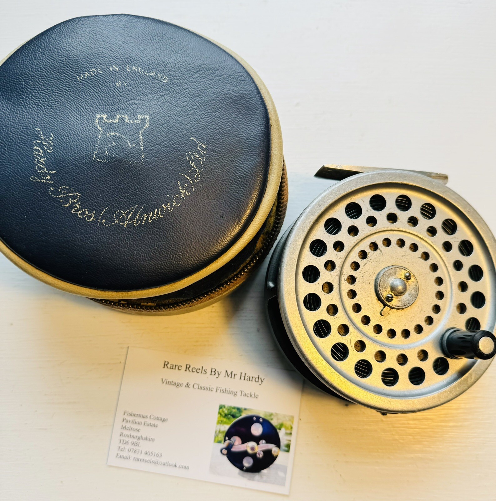 Vintage Hardy Marquis Salmon Number 1 Fly Reel with Case & Wet Cel 2 Fly Line