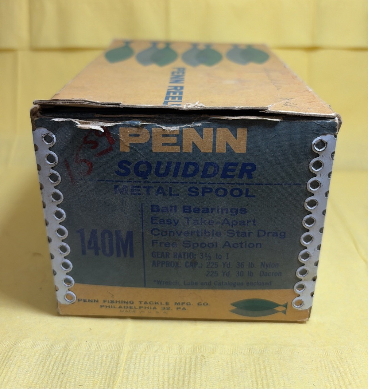 Vintage 1969-1970 Penn 140 Squidder Fishing Reel w/Box Catalog and Wrench Nice!