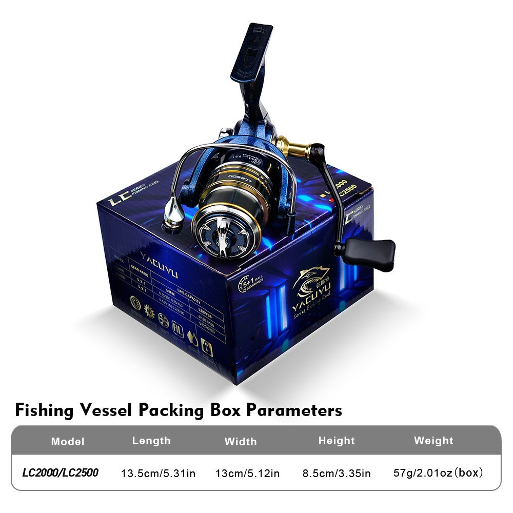 Fishing Wheel Spool Freshwater Spinning Reel 5+1BB 5-6KG Max Drag Plastic LC2000