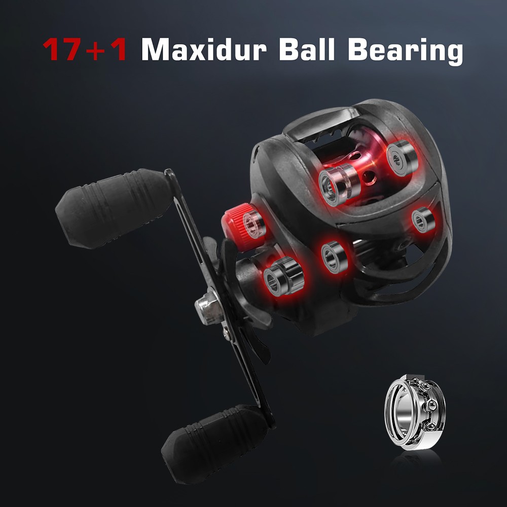 17+1BB Baitcasting Fishing Reels 7.2:1 Gear Ratio Magnetic Brake 18LB Max Drag