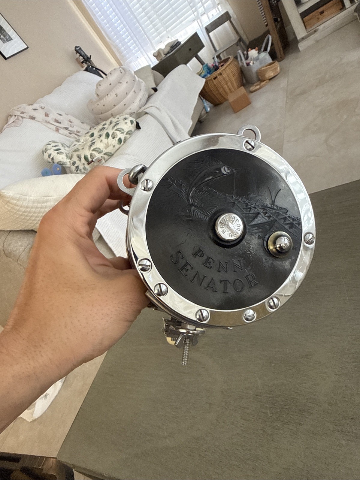 PENN SENATOR 9/0 Model 30-115 SALTWATER Fishing Reel RARE WHITE-Handle NICE Z34
