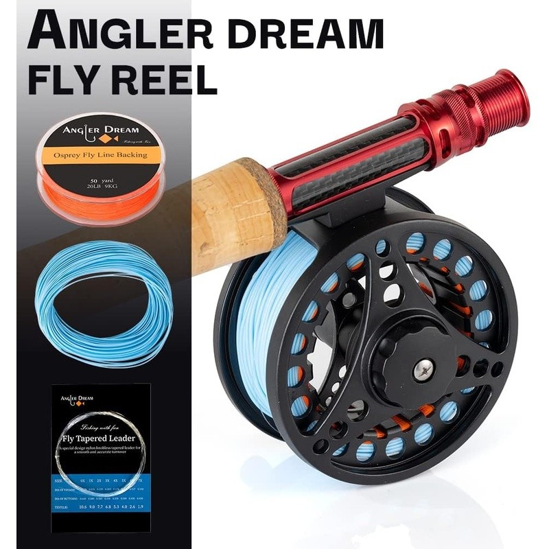 Fly Fishing Reel Aluminum Alloy Large Arbor Teflon Drag Pre-Loaded Line New