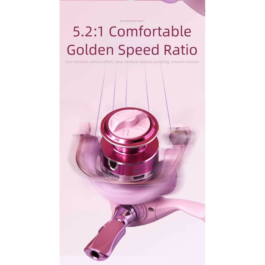 Pink Fishing Reel 8KG Drag Power Metal Line Cup Aluminum Alloy Saltwater Tool