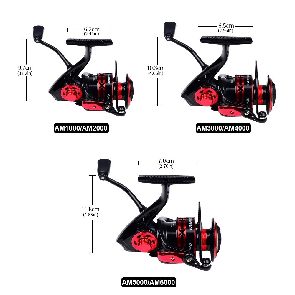 1000-6000 Spinning Reel Metal Spool Fishing Reel 9KG Drag 5.2:1 Spinning Wheel