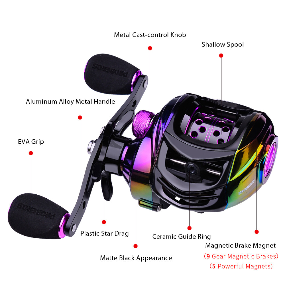 22lb Drag Freshwater Saltwater Fishing Reel 7.2:1 Carbon Shell Baitcasting Reel