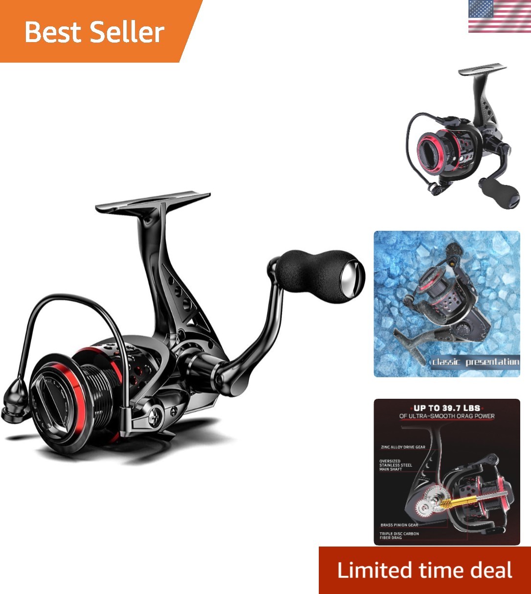 High-Performance Spinning Fishing Reel with Anti-Reverse & Braided Line Included