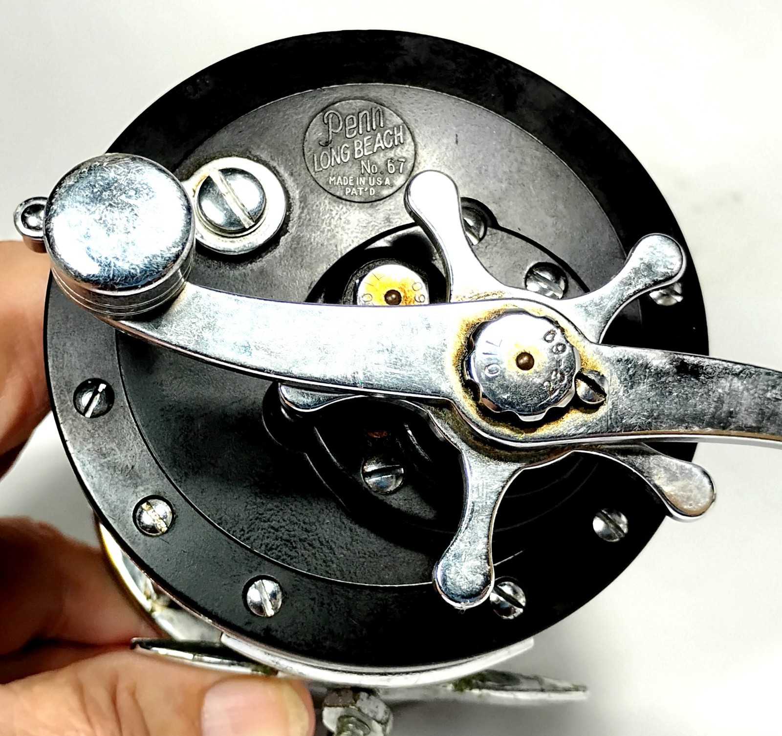 Penn Long Beach 67 Vintage Saltwater Fishing Reel serviced Made USA working good