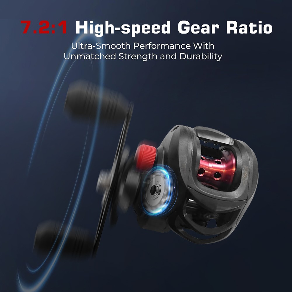 17+1BB Baitcasting Fishing Reels 7.2:1 Gear Ratio Magnetic Brake 18LB Max Drag